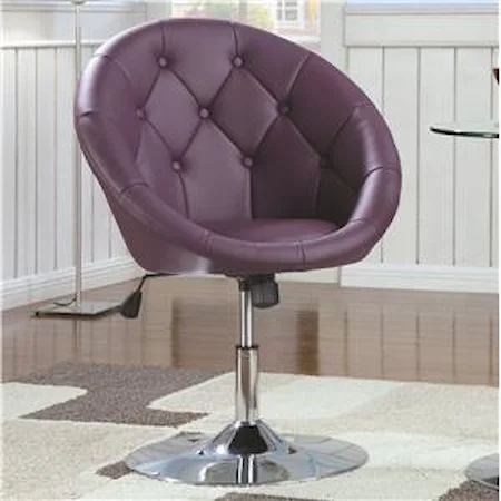 Contemporary Round Tufted Purple Swivel Chair